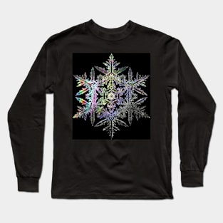 Iridescent Fractal Snowflake on a Black Background Long Sleeve T-Shirt